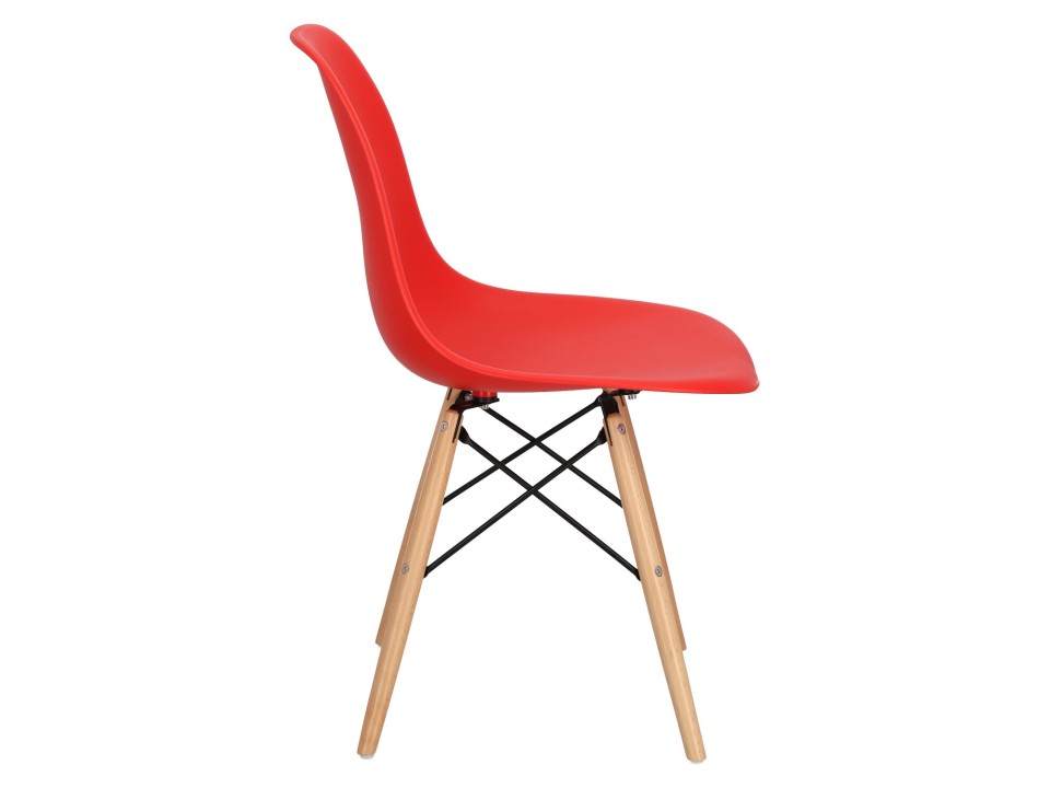 Krzesło P016W PP czerwone,drewniane nogi - d2design