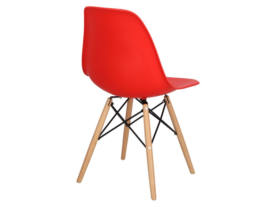 Krzesło P016W PP czerwone,drewniane nogi - d2design