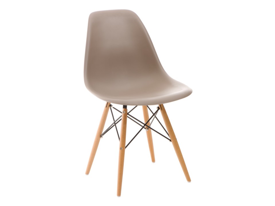 Krzesło P016W PP mild grey, drewniane nogi - d2design