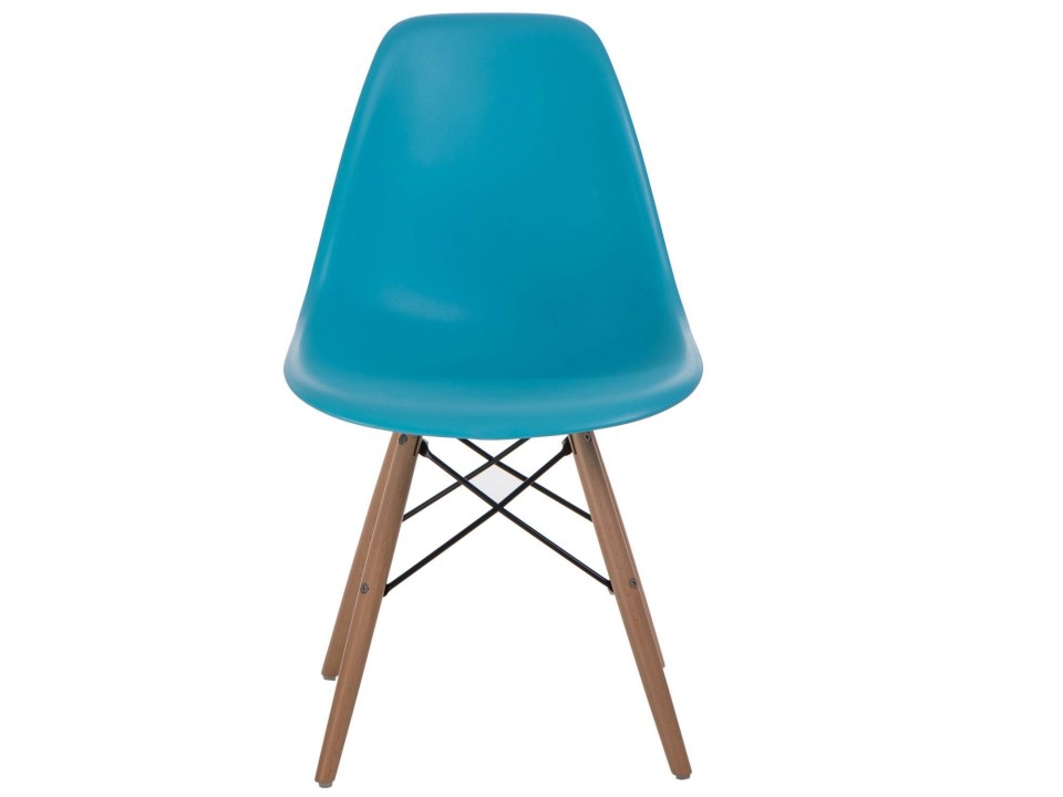 Krzesło P016W PP niebieskie, drewniane nogi - d2design