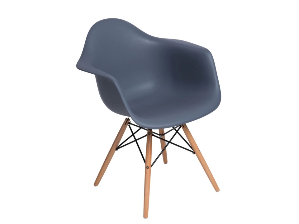 Krzesło P018W PP dark grey, drewniane nogi - d2design