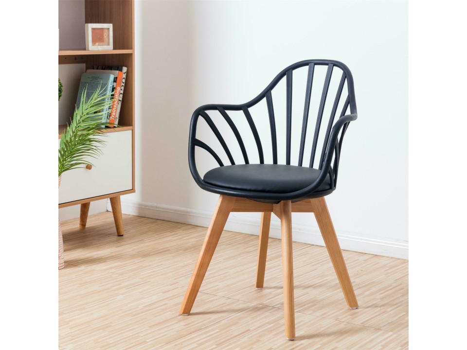 Krzesło Sirena z podłokietnikami czarne - Intesi