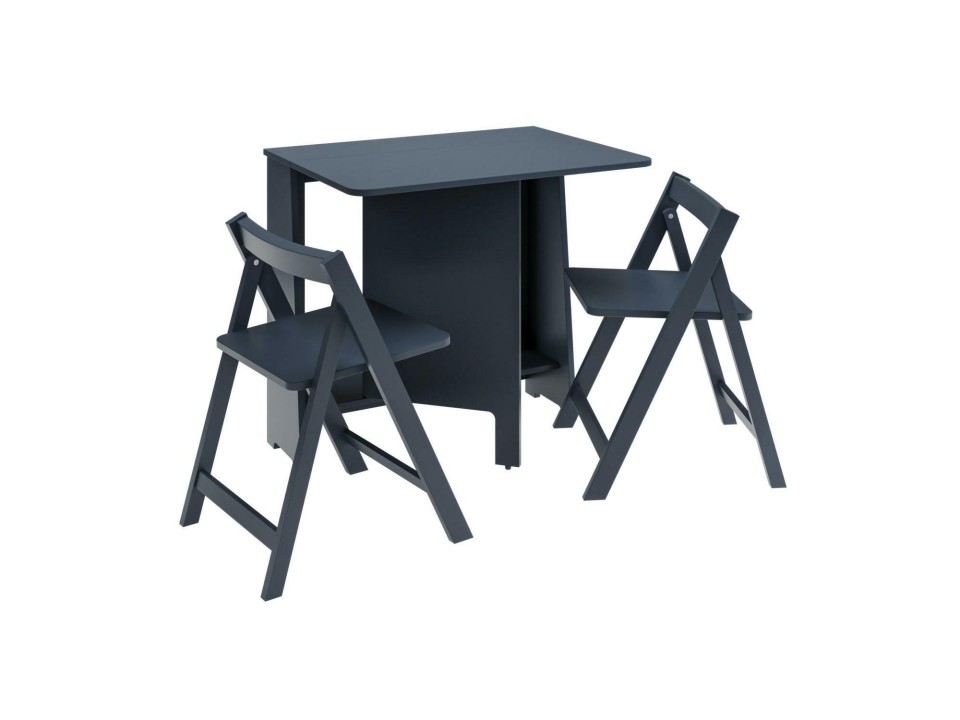 Zestaw stół i 2 krzesła składane i chowane Ivy granatowe - Intesi
