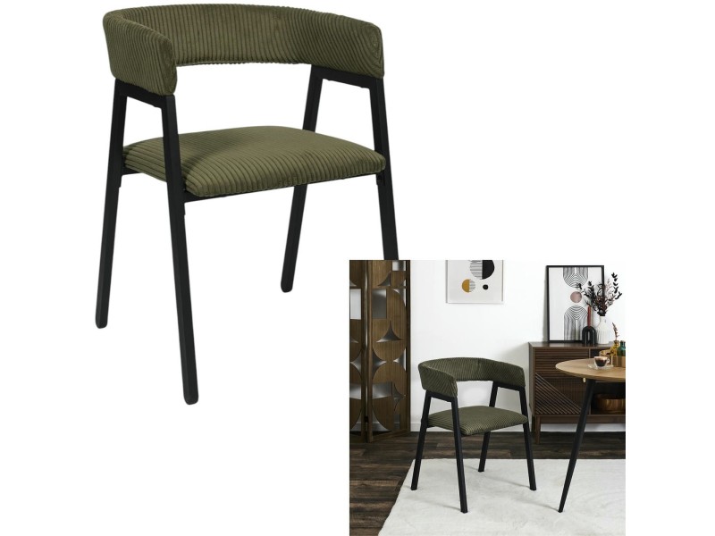 Krzesło Scott oliwkowa zieleń/czarne sztruks - Intesi