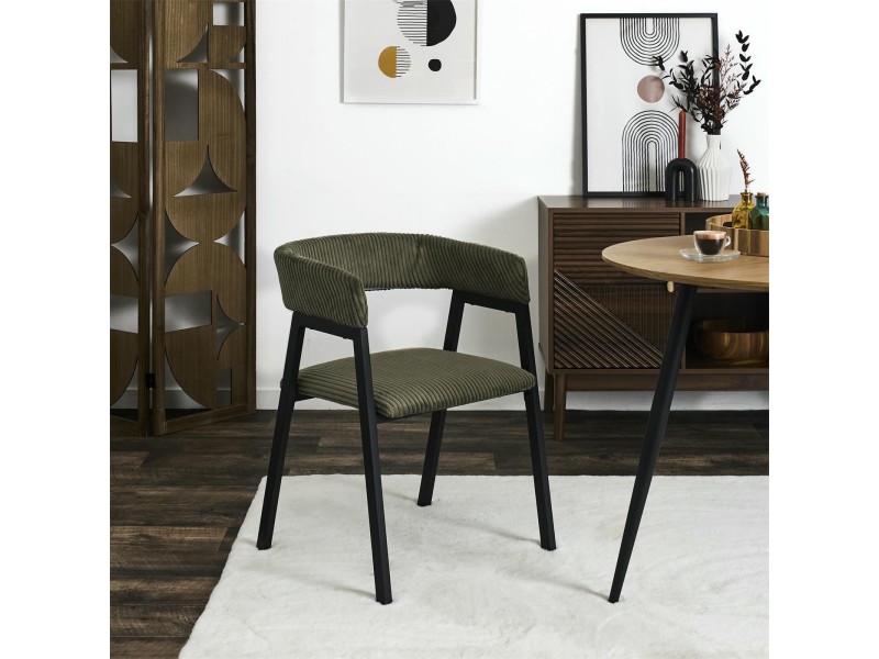 Krzesło Scott oliwkowa zieleń/czarne sztruks - Intesi