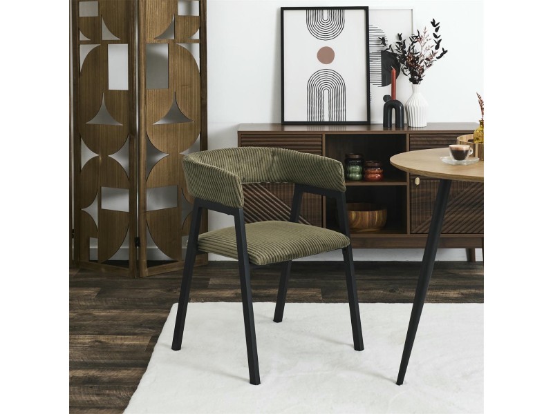Krzesło Scott oliwkowa zieleń/czarne sztruks - Intesi