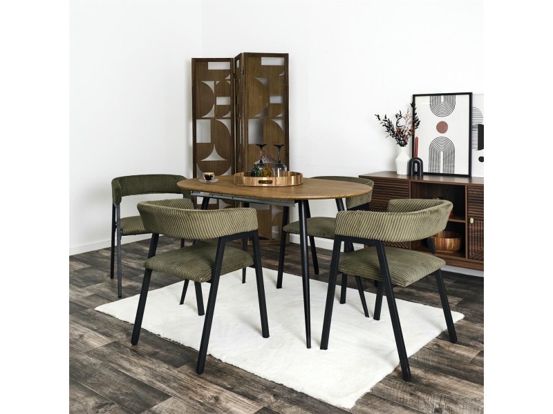 Krzesło Scott oliwkowa zieleń/czarne sztruks - Intesi