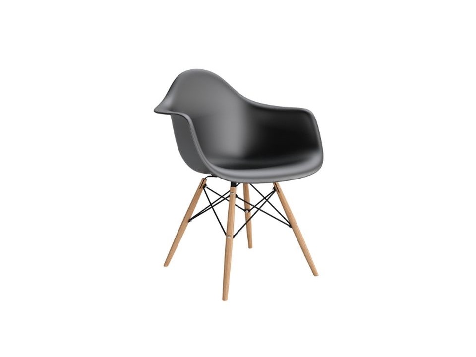 Krzesło P018W PP czarne, drewniane nogi - d2design