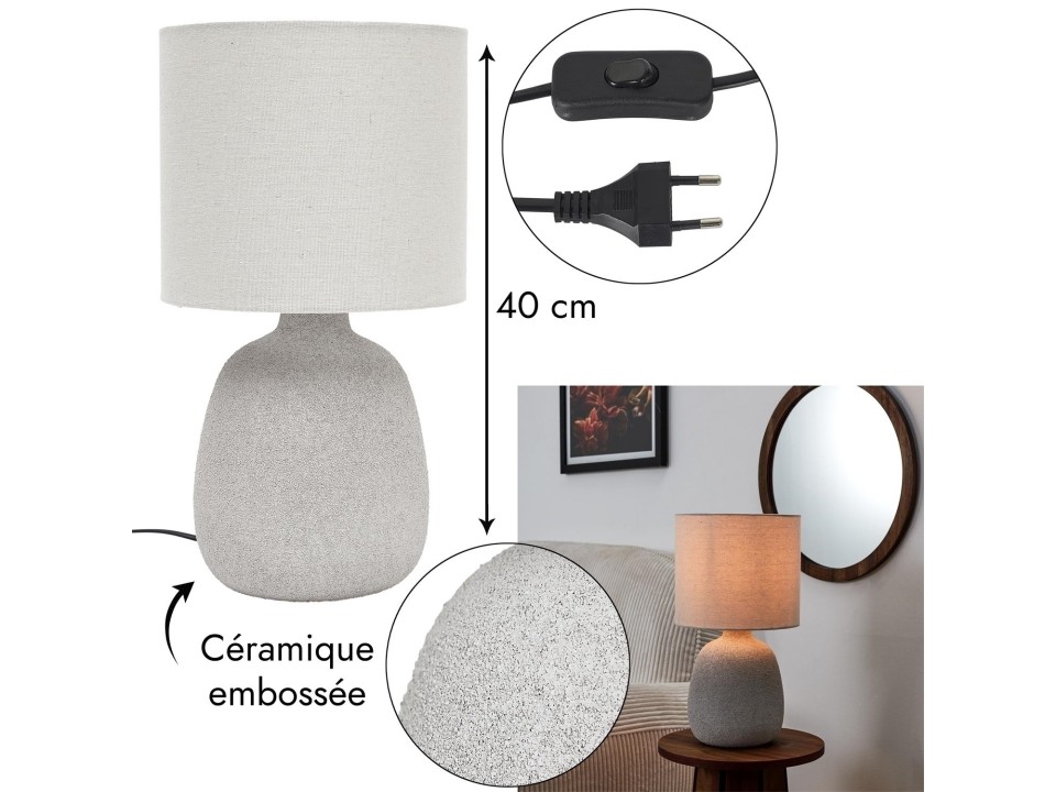 Lampa stołowa Amani ceramiczna szara jasna - Intesi