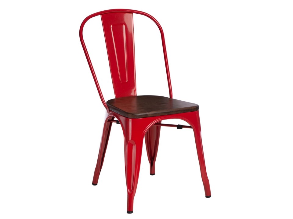 Krzesło Paris Wood czerwone sosna orzech - d2design