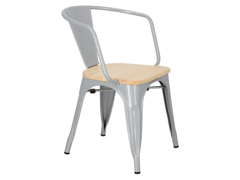 Krzesło Paris Arms Wood szare sosna natu ralna - d2design
