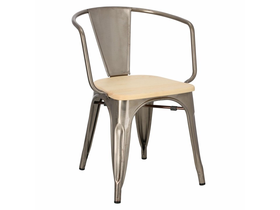 Krzesło Paris Arms Wood metal sosna natu ralna - d2design