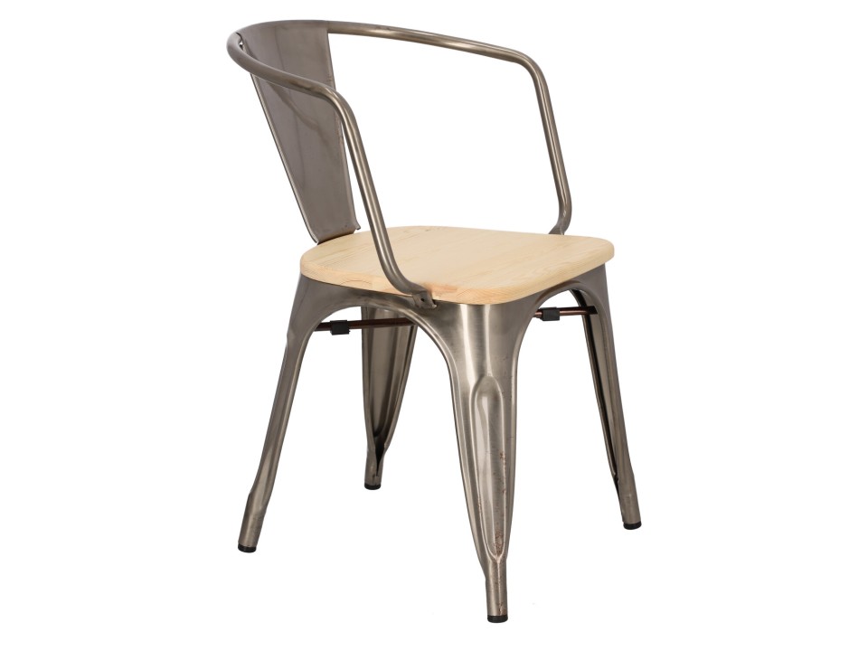 Krzesło Paris Arms Wood metal sosna natu ralna - d2design