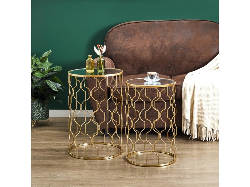 Zestaw 2 stolików Dubai złoty - Intesi