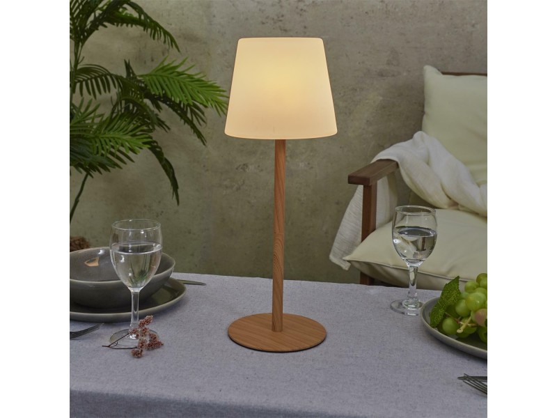 Lampa stołowa ładowana z efektem drewna - Intesi