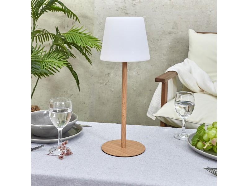 Lampa stołowa ładowana z efektem drewna - Intesi