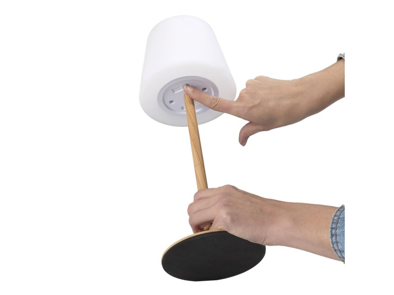 Lampa stołowa ładowana z efektem drewna - Intesi