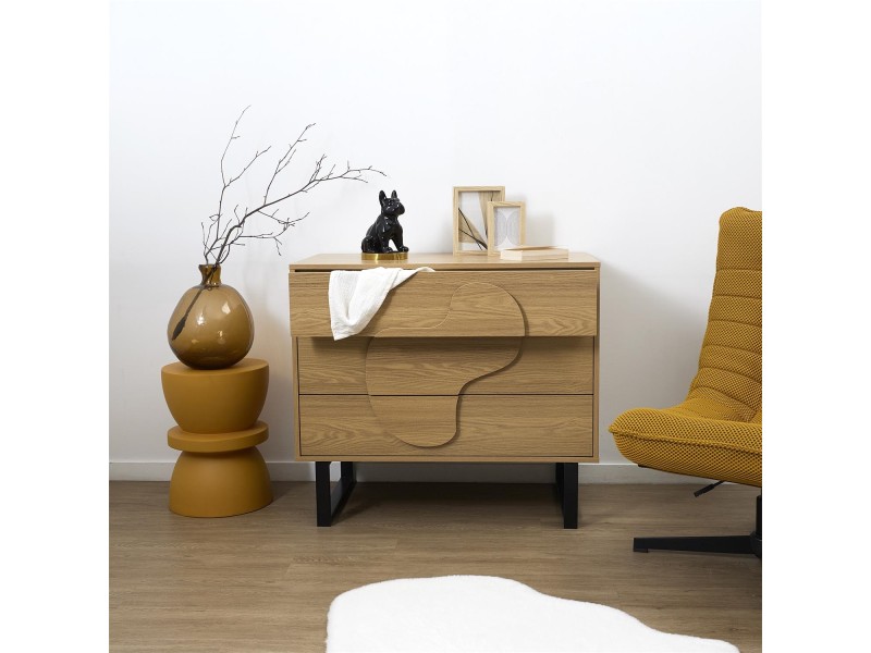Komoda Calypso z 3 szufladami dąb/czarna - Intesi