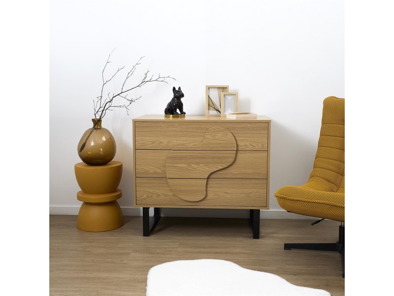 Komoda Calypso z 3 szufladami dąb/czarna - Intesi