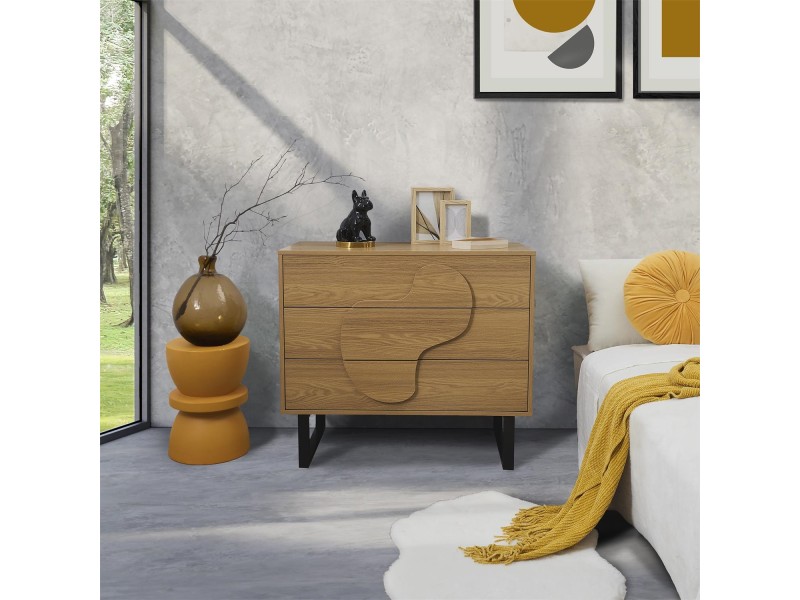 Komoda Calypso z 3 szufladami dąb/czarna - Intesi