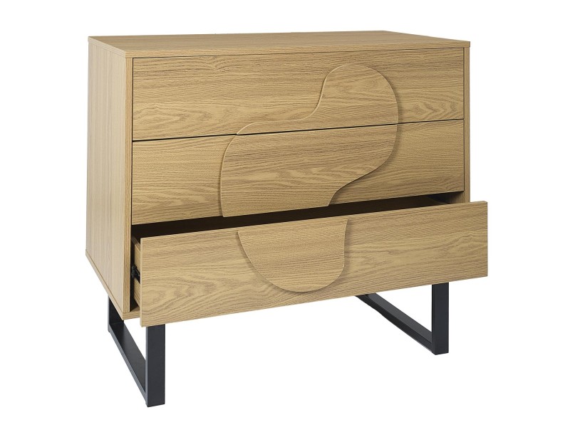 Komoda Calypso z 3 szufladami dąb/czarna - Intesi