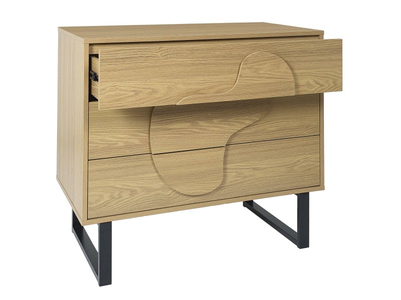 Komoda Calypso z 3 szufladami dąb/czarna - Intesi