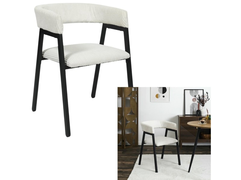 Krzesło Scott białe/czarne sztruks - Intesi