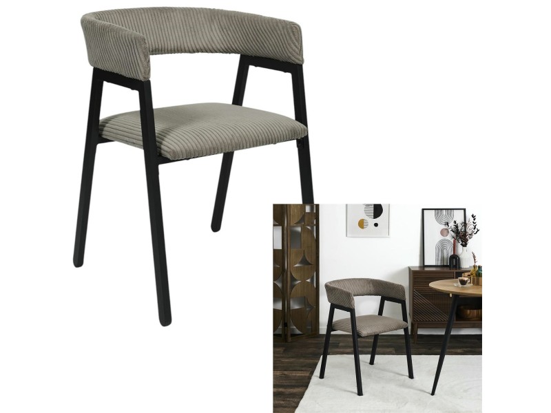 Krzesło Scott taupe/czarne sztruks - Intesi