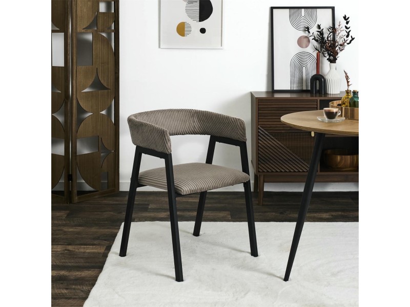 Krzesło Scott taupe/czarne sztruks - Intesi
