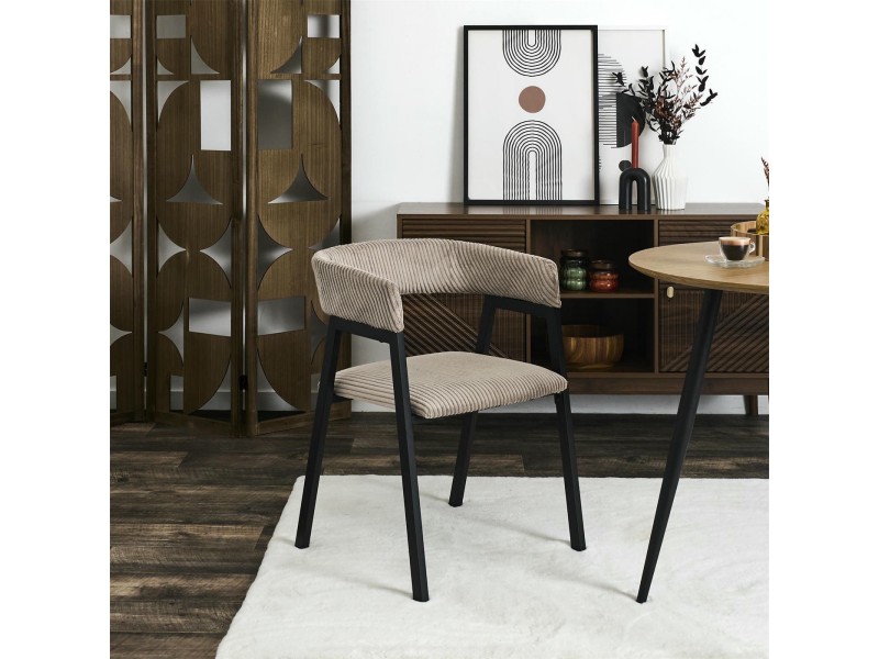 Krzesło Scott taupe/czarne sztruks - Intesi