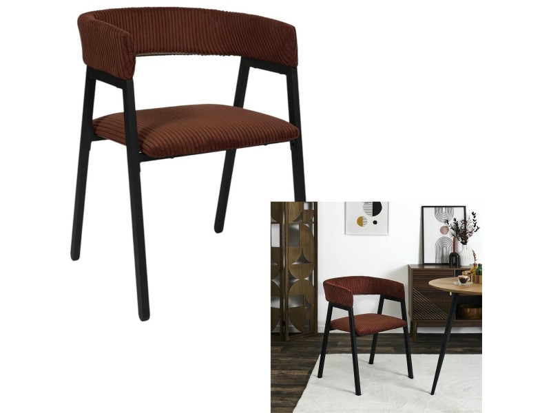 Krzesło Scott teracotta/czarne sztruks - Intesi