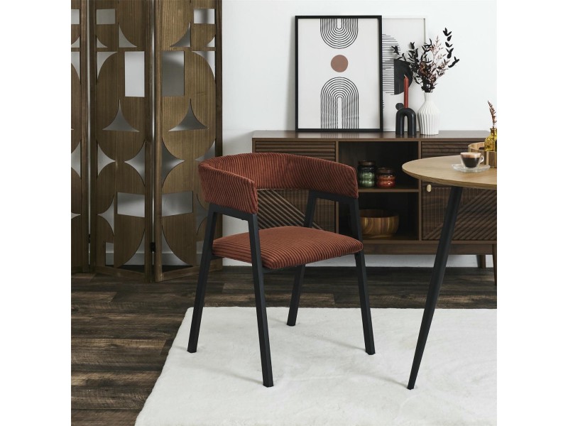 Krzesło Scott teracotta/czarne sztruks - Intesi