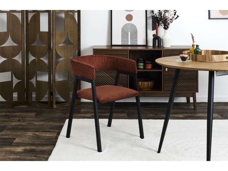 Krzesło Scott teracotta/czarne sztruks - Intesi