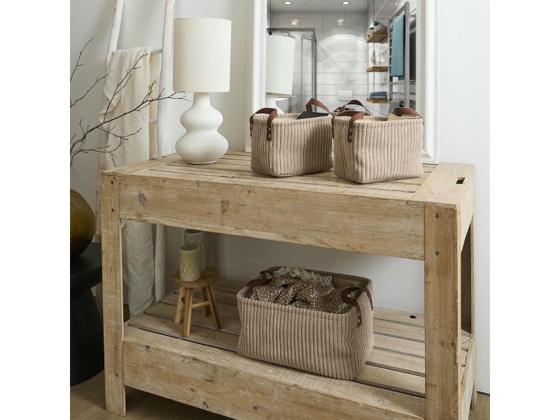 Zestaw 3 koszy Sztruks taupe - Intesi