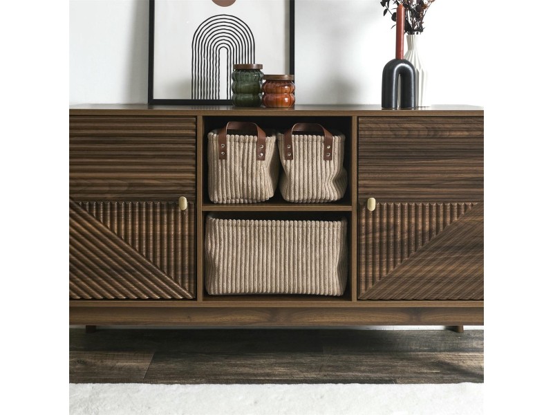 Zestaw 3 koszy Sztruks taupe - Intesi