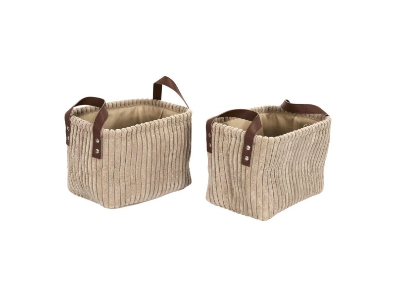 Zestaw 3 koszy Sztruks taupe - Intesi