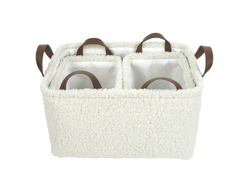 Zestaw 3 koszy Boucle kremowe - Intesi