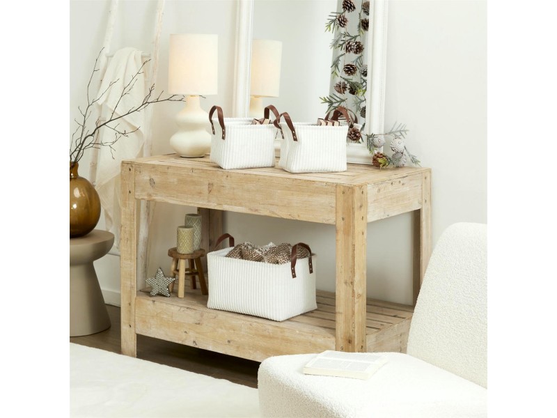 Zestaw 3 koszy Sztruks białe - Intesi