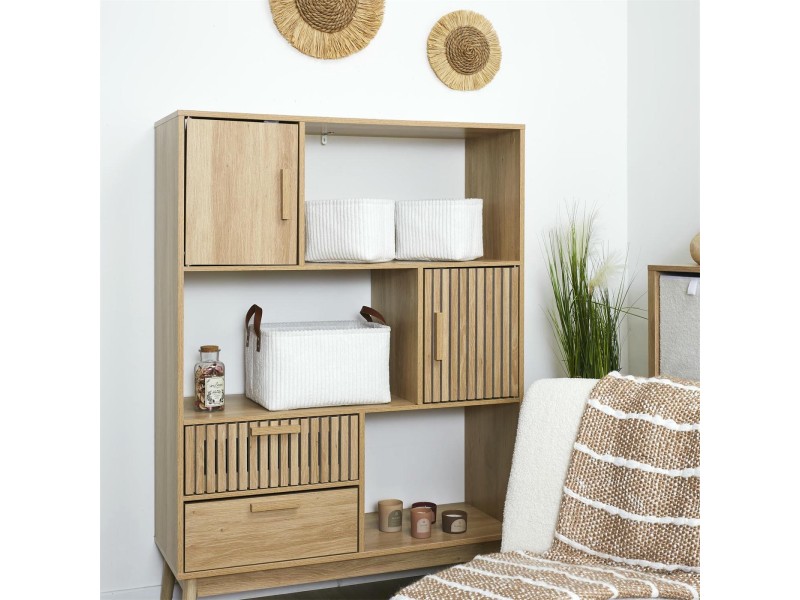 Zestaw 3 koszy Sztruks białe - Intesi