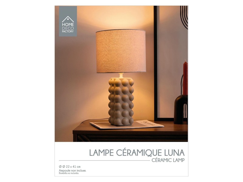 Lampka stołowa Ramil ceramiczna beżowa - Intesi