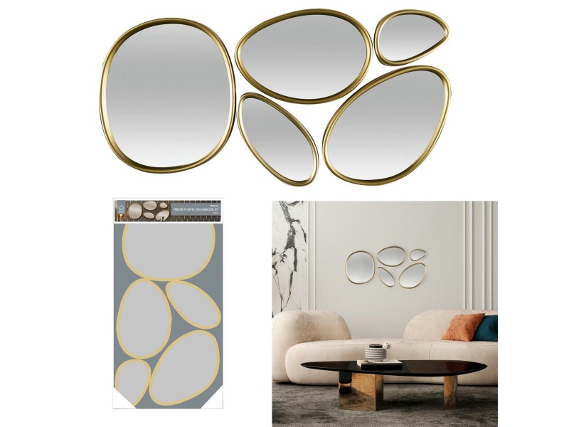 Zestaw 5 luster Organic Shape złote - Intesi