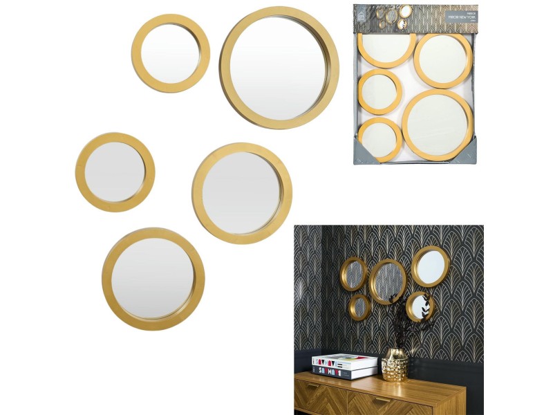 Zestaw 5 luster Gilded okragłe złote - Intesi