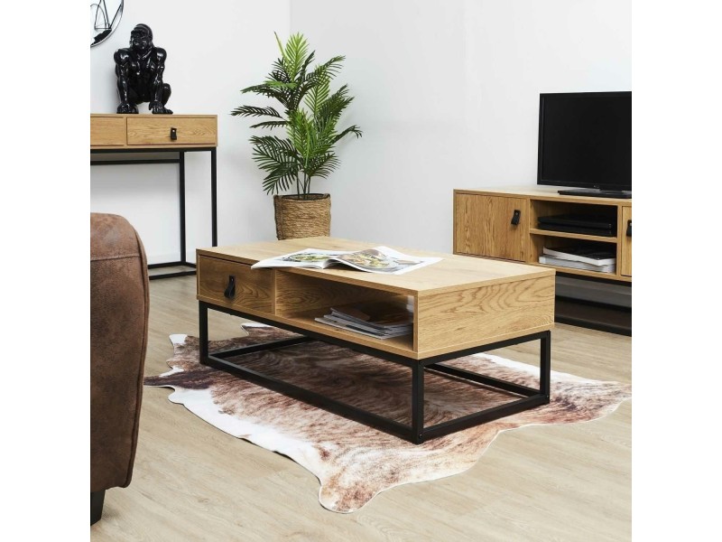 Stolik Abbott dąb/czarny - Intesi