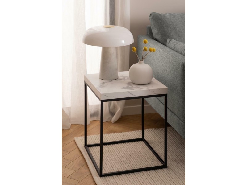Stolik Barossa 40x40cm biały marmur - ACTONA
