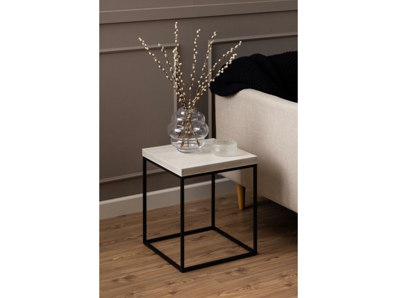 Stolik Barossa 40x40cm beżowy trawertyn - ACTONA