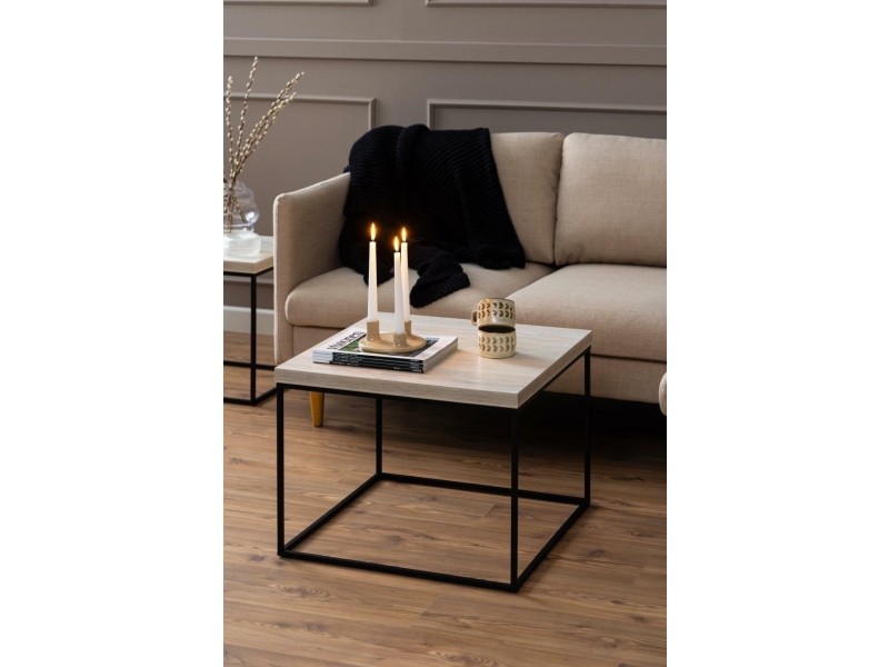 Stolik Barossa 60x60cm beżowy traweryn - ACTONA