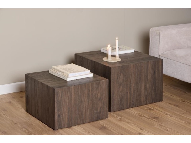 Zestaw 2 stolików kawowych Dice dymiony jesion - ACTONA