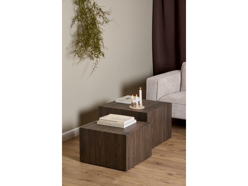 Zestaw 2 stolików kawowych Dice dymiony jesion - ACTONA