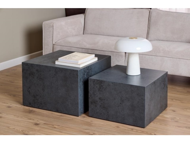 Zestaw 2 stolików kawowych Dice czarny - ACTONA