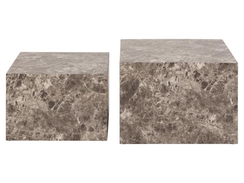 Zestaw 2 stolików kawowych Dice marmur brązowy - ACTONA